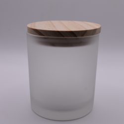 Frosted glass transparent 300ml Candle jar with Wooden lid